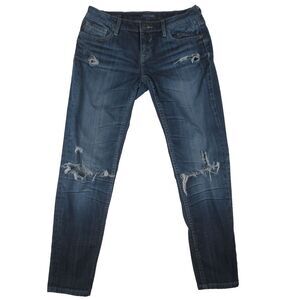Vigoss Jeans Womens 5‎ Blue Boyfriend Rolled Up Skinny Distressed Stretch Denim